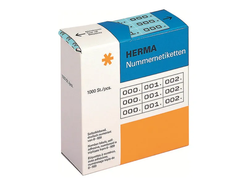 HERMA - Sort, blå - 10 x 22 mm 3000 etikette(r) (1000 ark x 3) selvklæbende nummermærkater