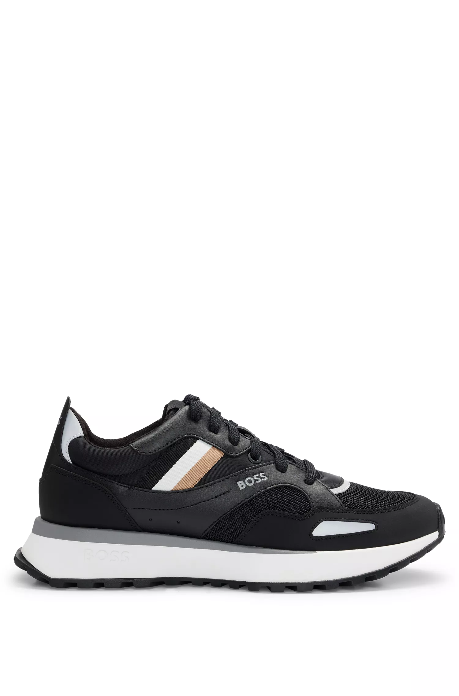 Tênis BOSS preto estilo corrida com sola de borracha EVA