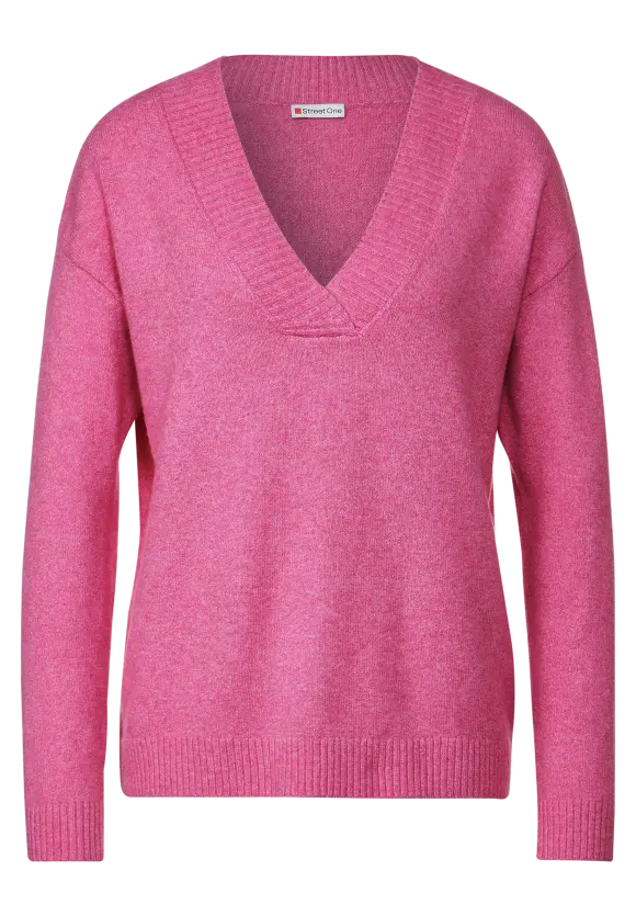 V-Ausschnitt Pullover - cozy pink melange