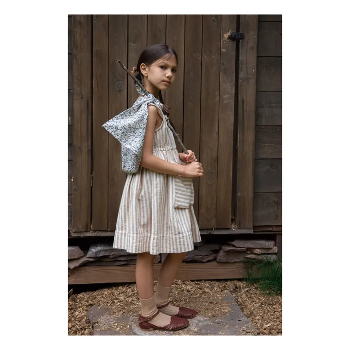 Soor Ploom Robe Gaze de Coton Bio Rayée Orla | Ecru