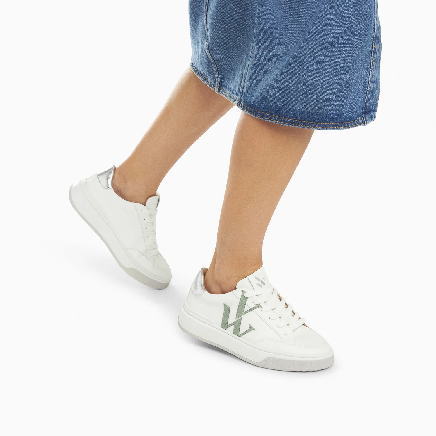 Sneakers-Baskets monogramme Candice blanc et vert