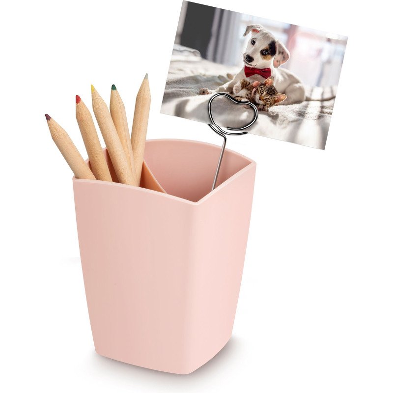 Pot à crayons plastique Cep Minéral rose poudré