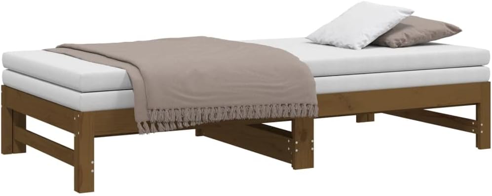 vidaXL Tagesbett Ausziehbar Honigbraun 2x(90x190) cm Massivholz Kiefer