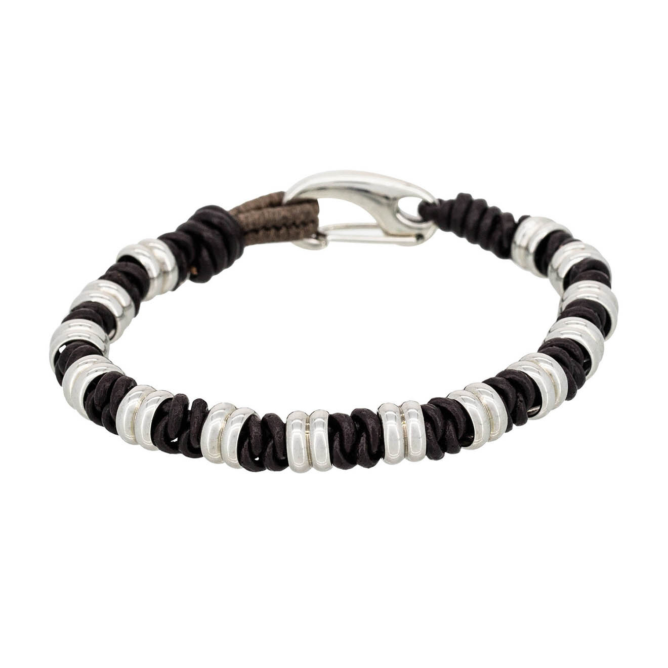 Jacobson Bracelet Eddy en Acier & Cuir marron