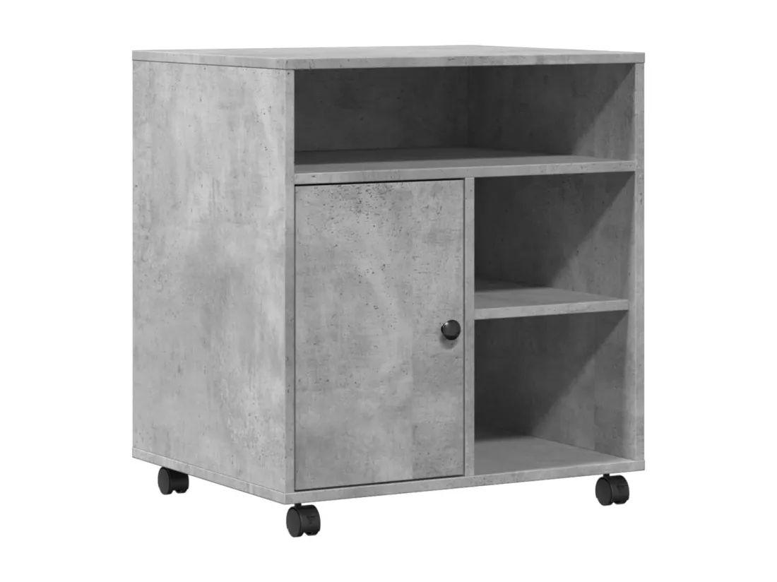 Support d'imprimante avec roulettes gris béton 60x50x67 cm