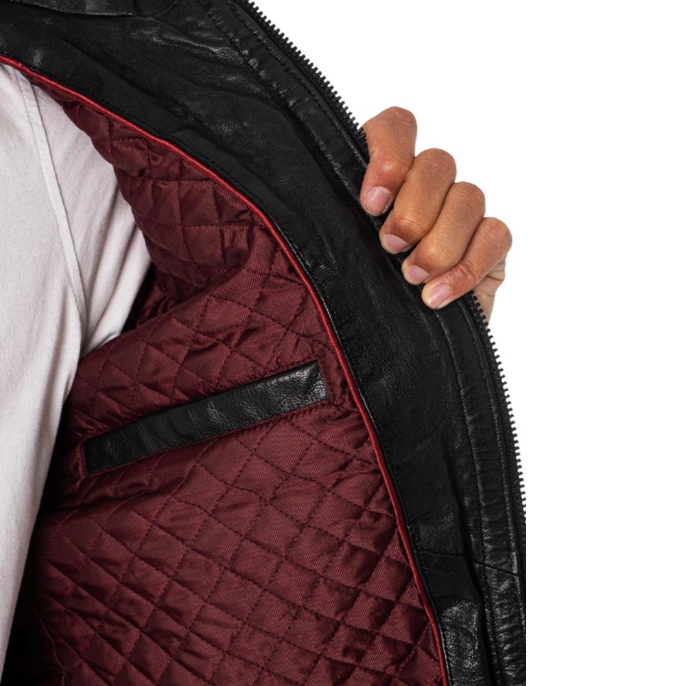 Superdry Veste en Cuir Noir Homme Seventies SUPERDRY Leather