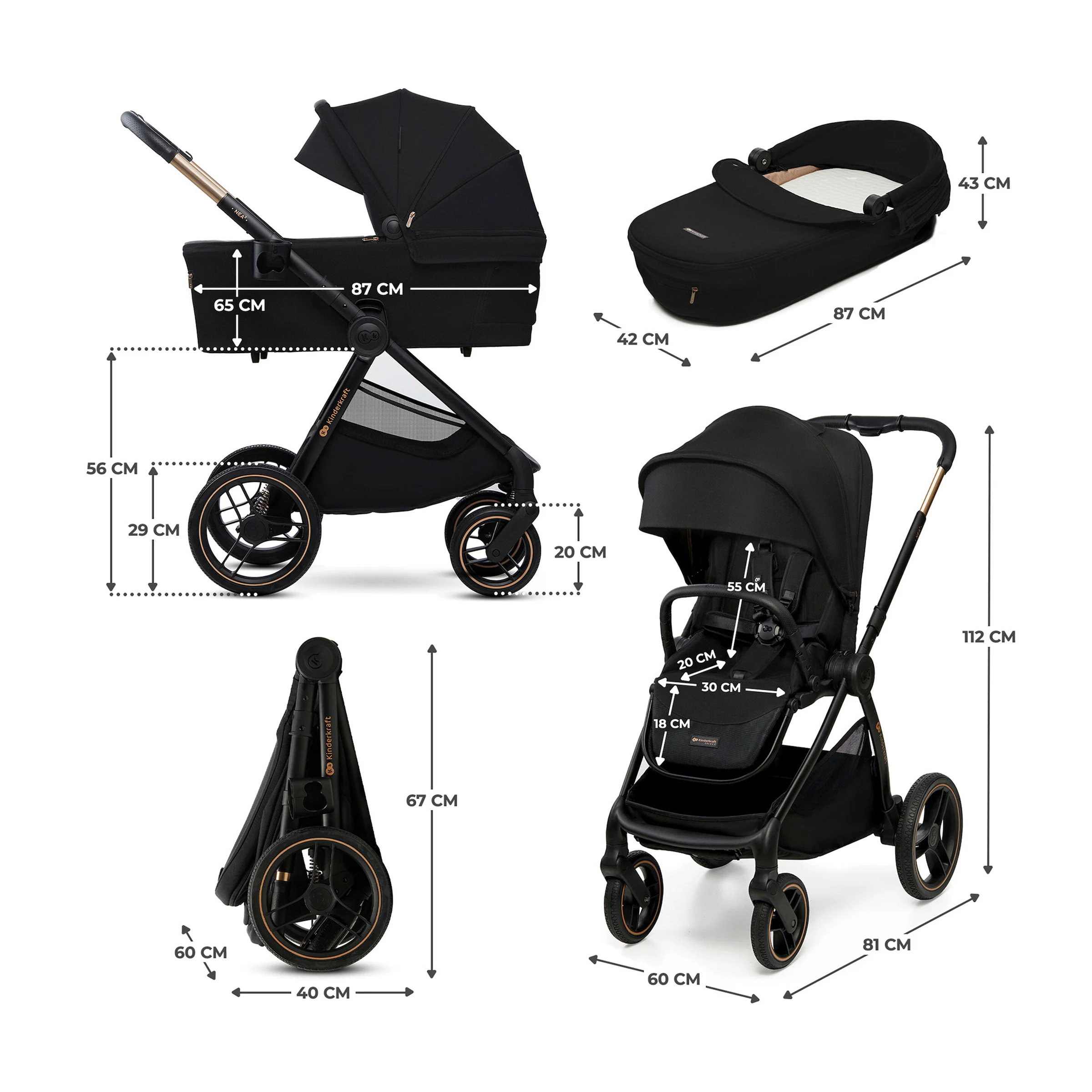 Kinderkraft Kombikinderwagen NEA 2.0 midnight black