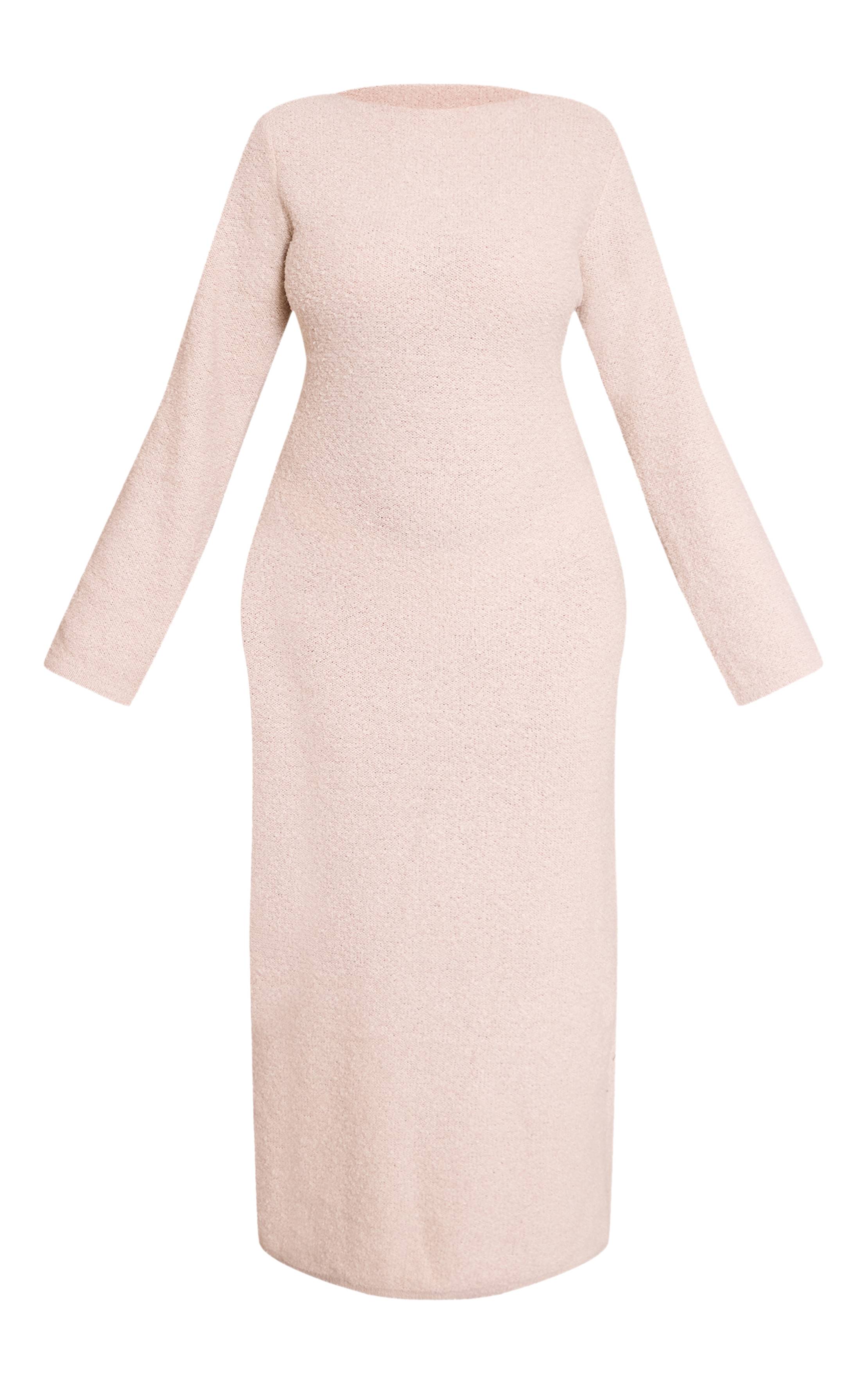 Crème Robe Maxi En Maille Tricotée À Pompons Grande Taille