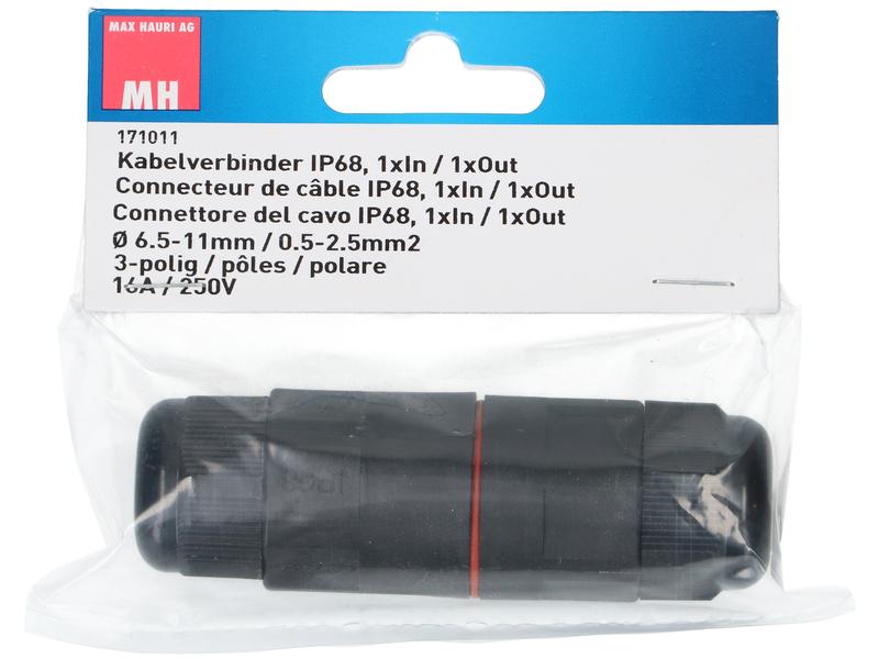 Max Hauri Verbindungsmuffe IP68, 6.5 - 11 mm, Schwarz Kabelverbinder für den Aussenbereich