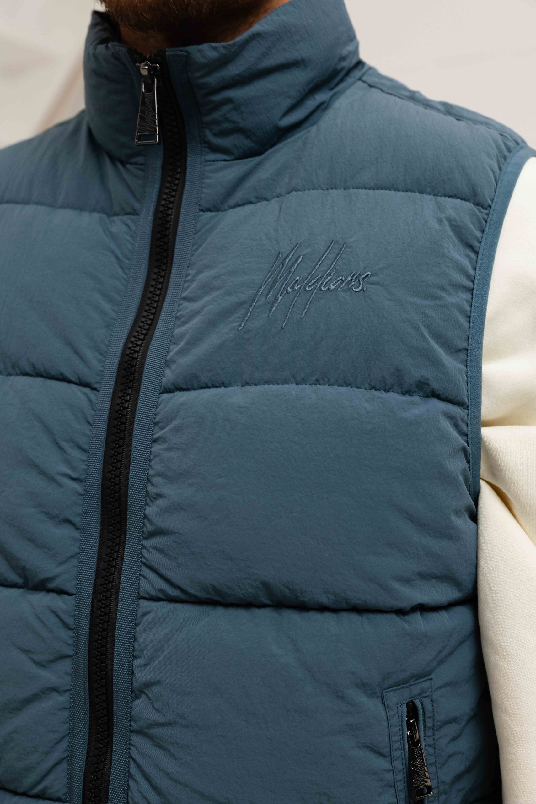 Malelions Matt Crinkle Padded Bodywarmer Heren Blauw