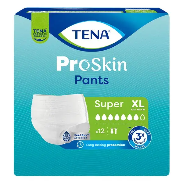 Calça TENA Proskin Super Absorvente Tamanho XL Pacote com 12 unidades