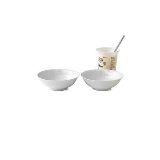 Royal Copenhagen Hvid Riflet 2-pak Skål, Ø16 cm