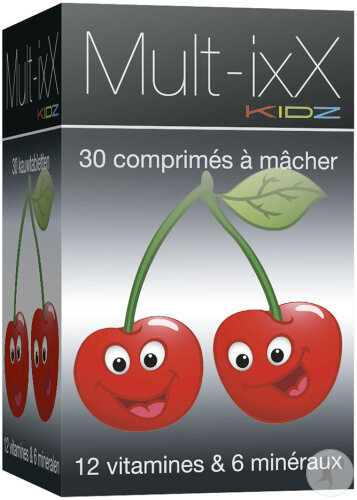 ixX Pharma Mult-ixX Kidz Croissance/Immunité 12 Vitamines/6 Minéraux/Vitamine D3 30 Comprimés