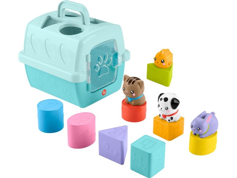 Fisher-Price Meine Tierfreunde Bausteine Sortierspielzeug mit Tiermotiven und Tiertransportbox