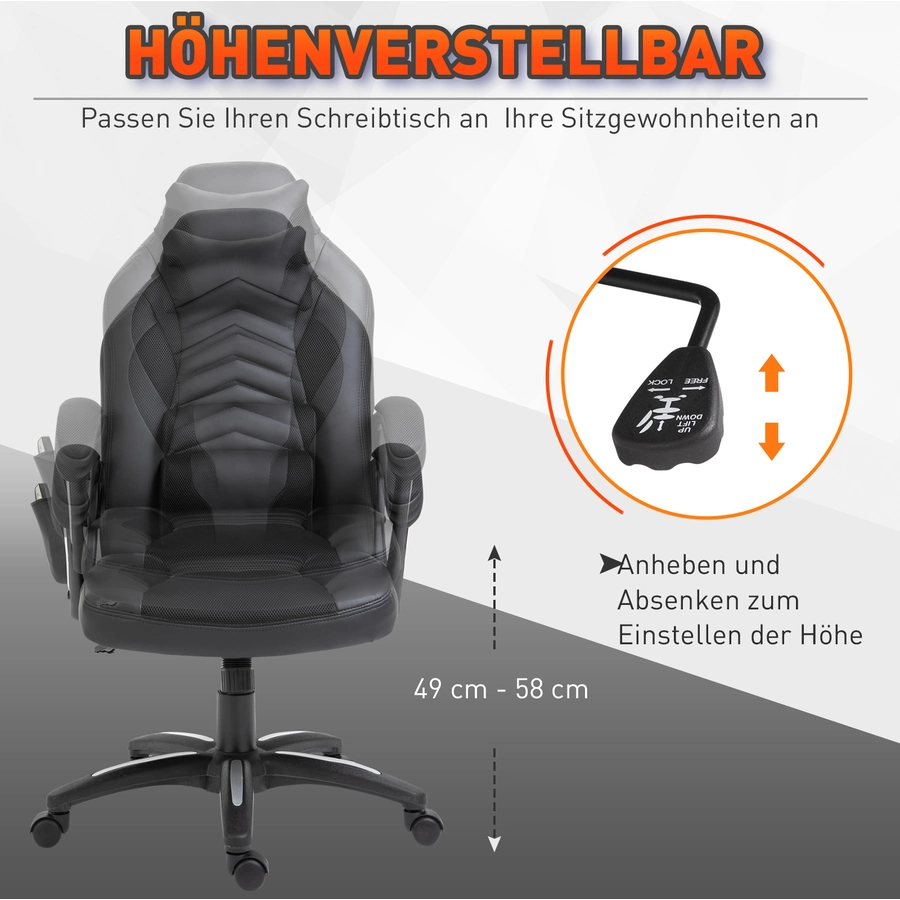 HOMCOM Bürostuhl mit Wärmefunktion schwarz