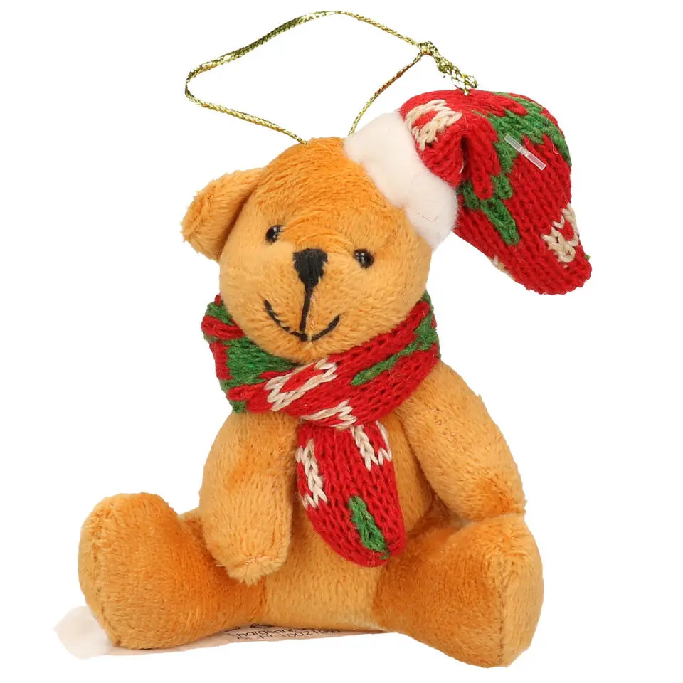 Kersthangers - knuffelbeertjes - beige - pluche - 7 cm - kerst