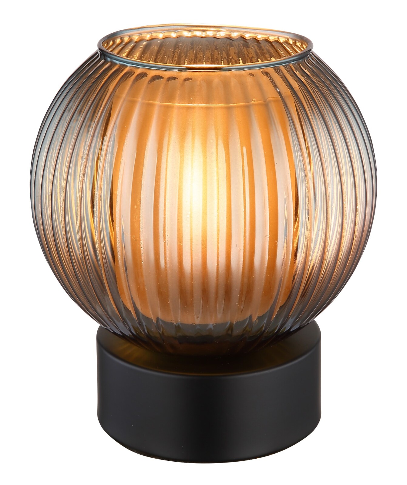 Tischleuchte - petrol-schwarz - Glas - 17 cm