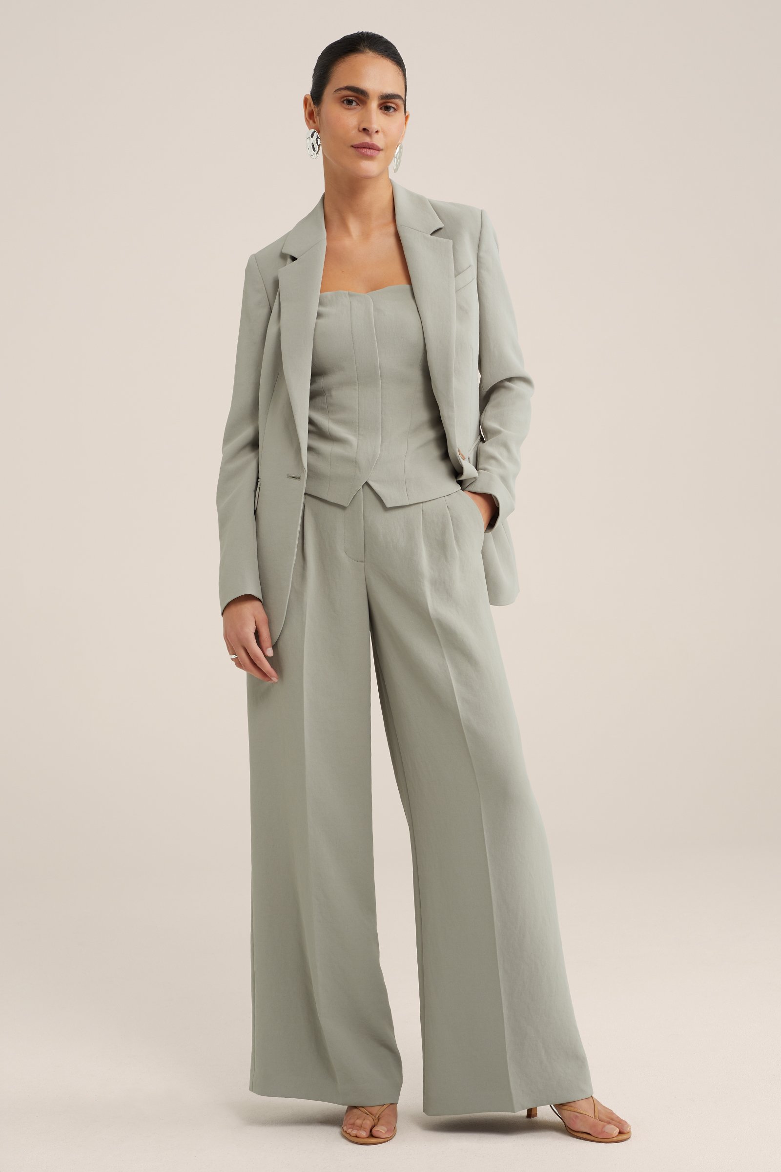 wide leg broek WE Studio Pastelgroen