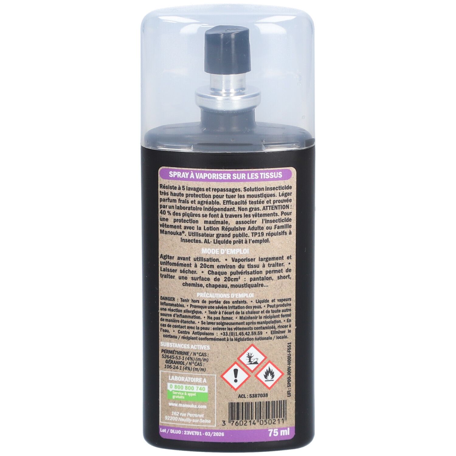 MÜCKENSCHUTZ Spray für Kleidung MANOUKA
