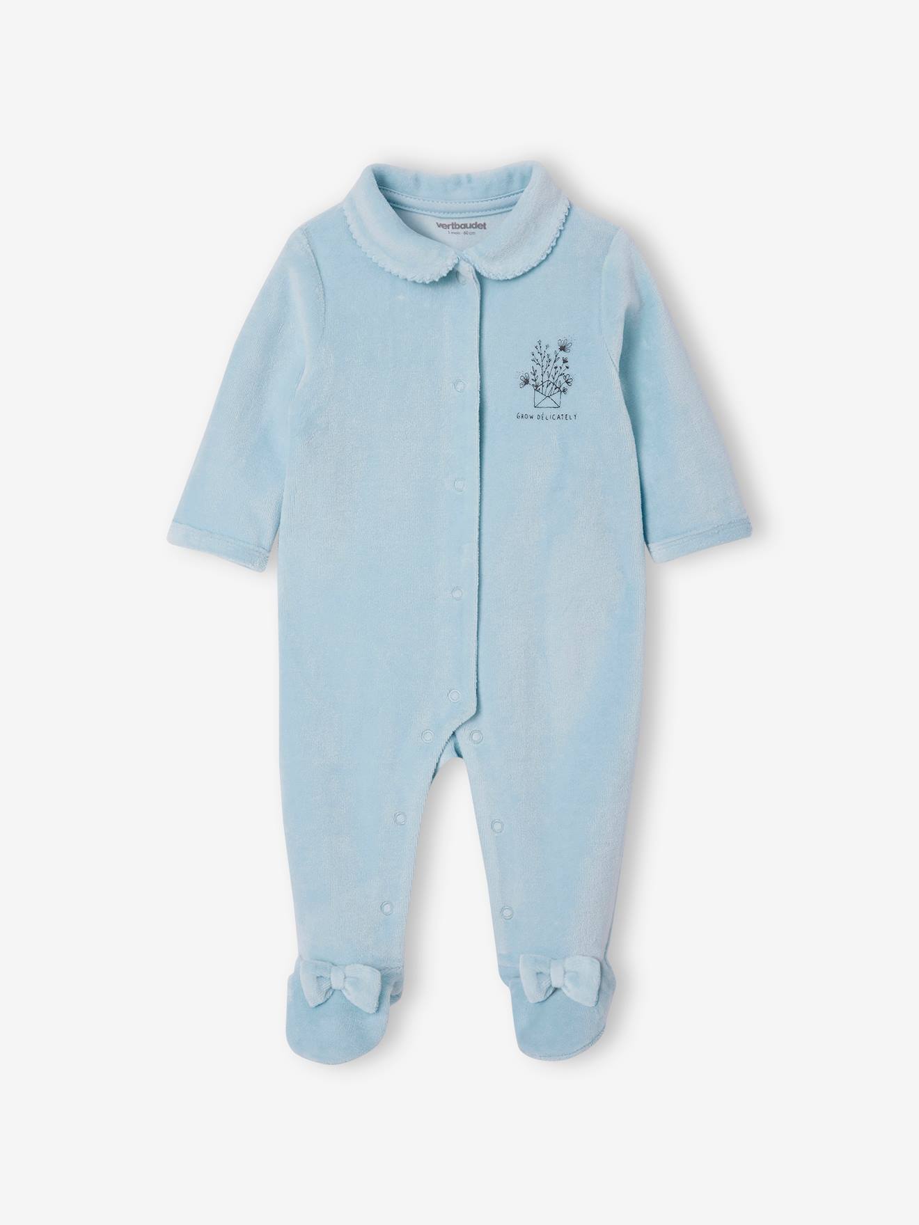 Conjunto de 2 macacões de veludo azul claro para bebês