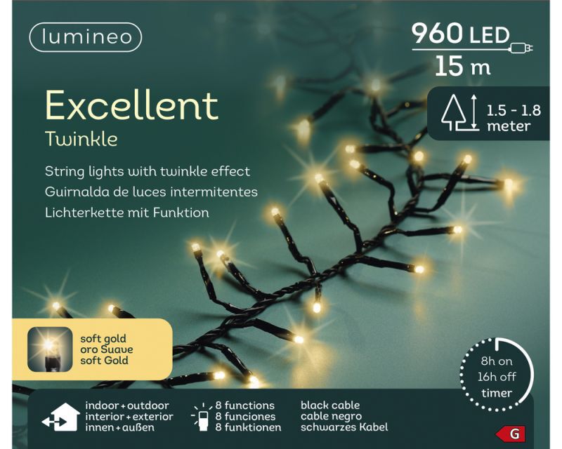 Lumineo LED - Clusterverlichting - 960 - Warm wit - 150 cm