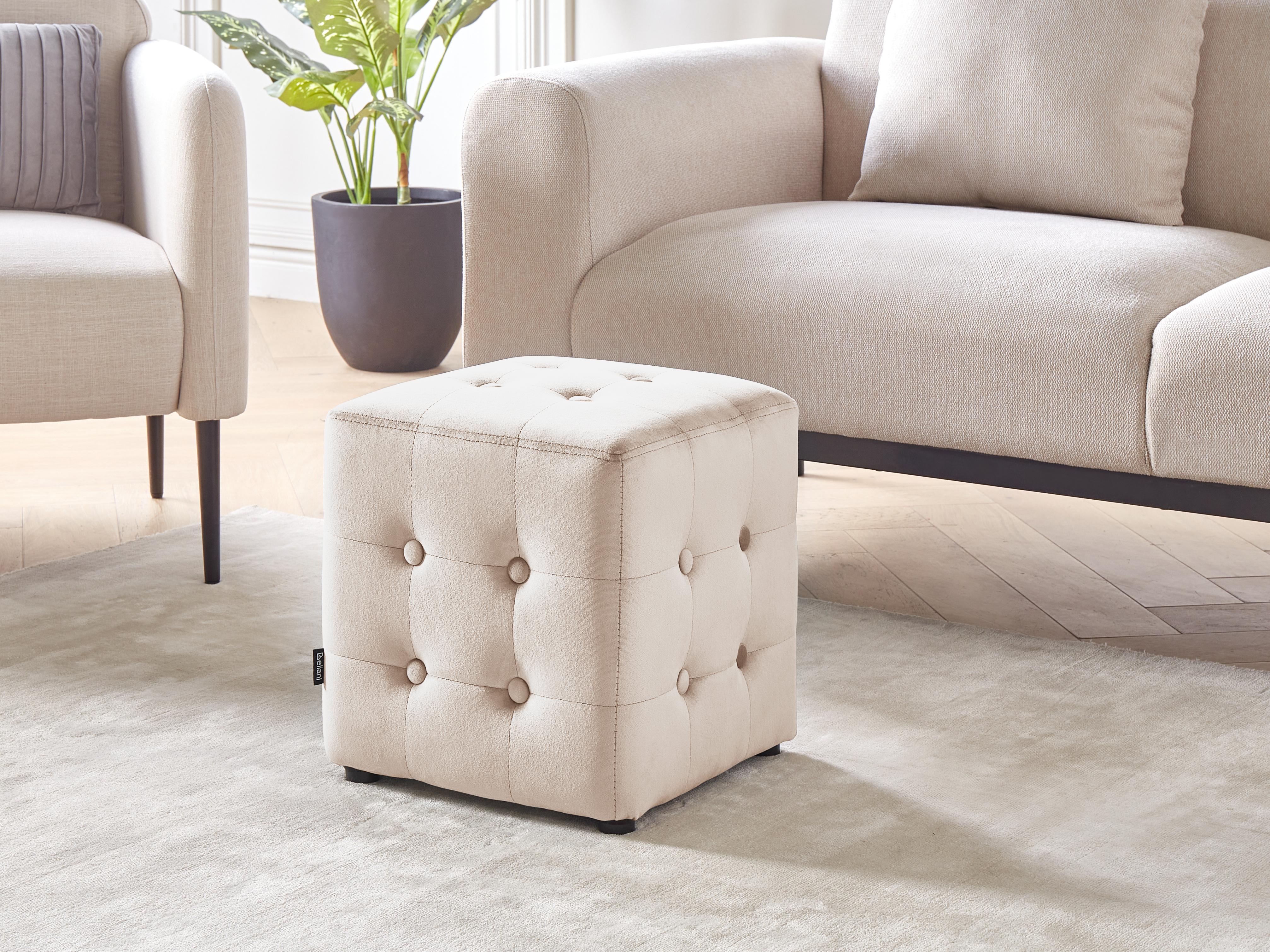 Poef WISCONSIN Fluweel Lichtbeige