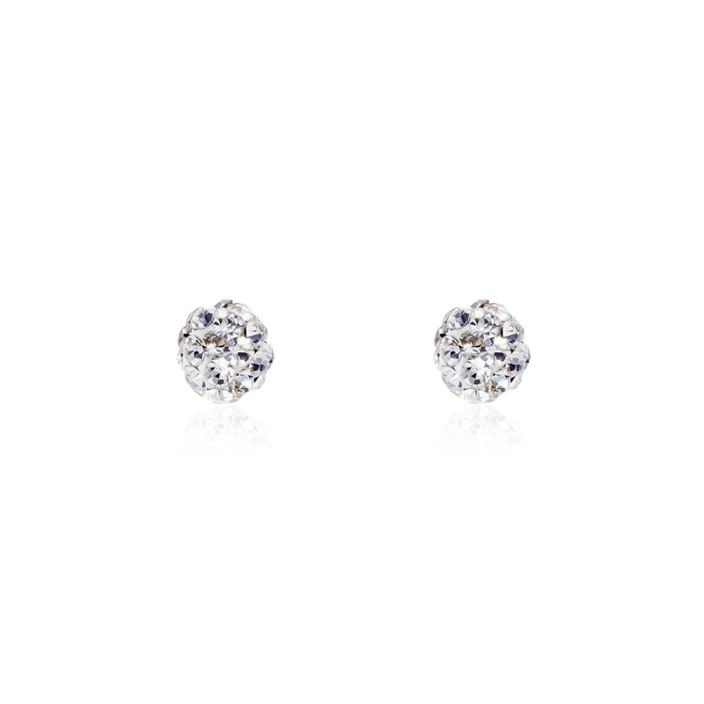 Boucles D'oreilles Puces Fidelia Boule Or Jaune Boules Cristal