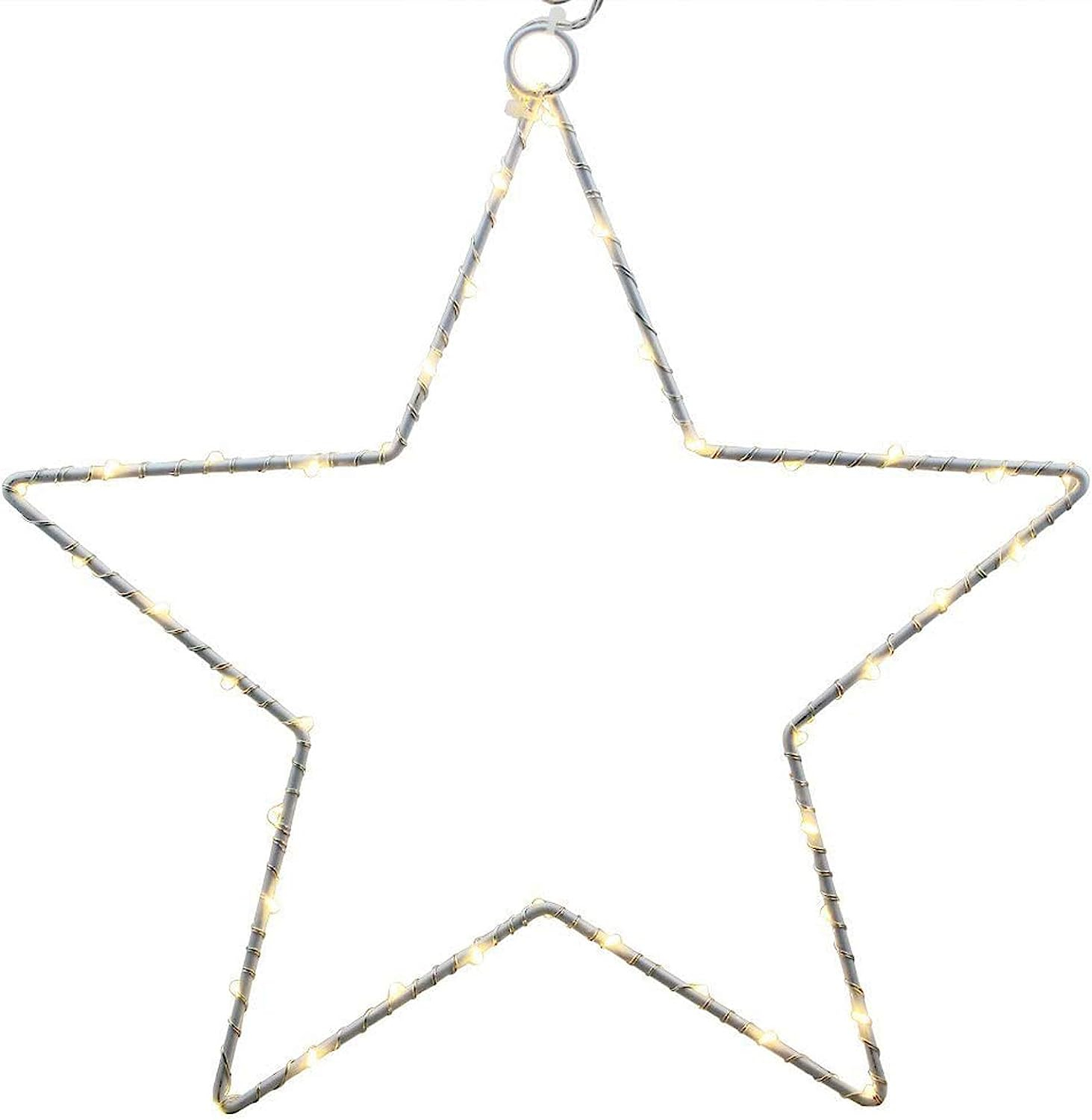 (25x25cm) Weihnachts LED Deko Licht Stern Hängelampe (Batteriebetrieben) - Warmweiss