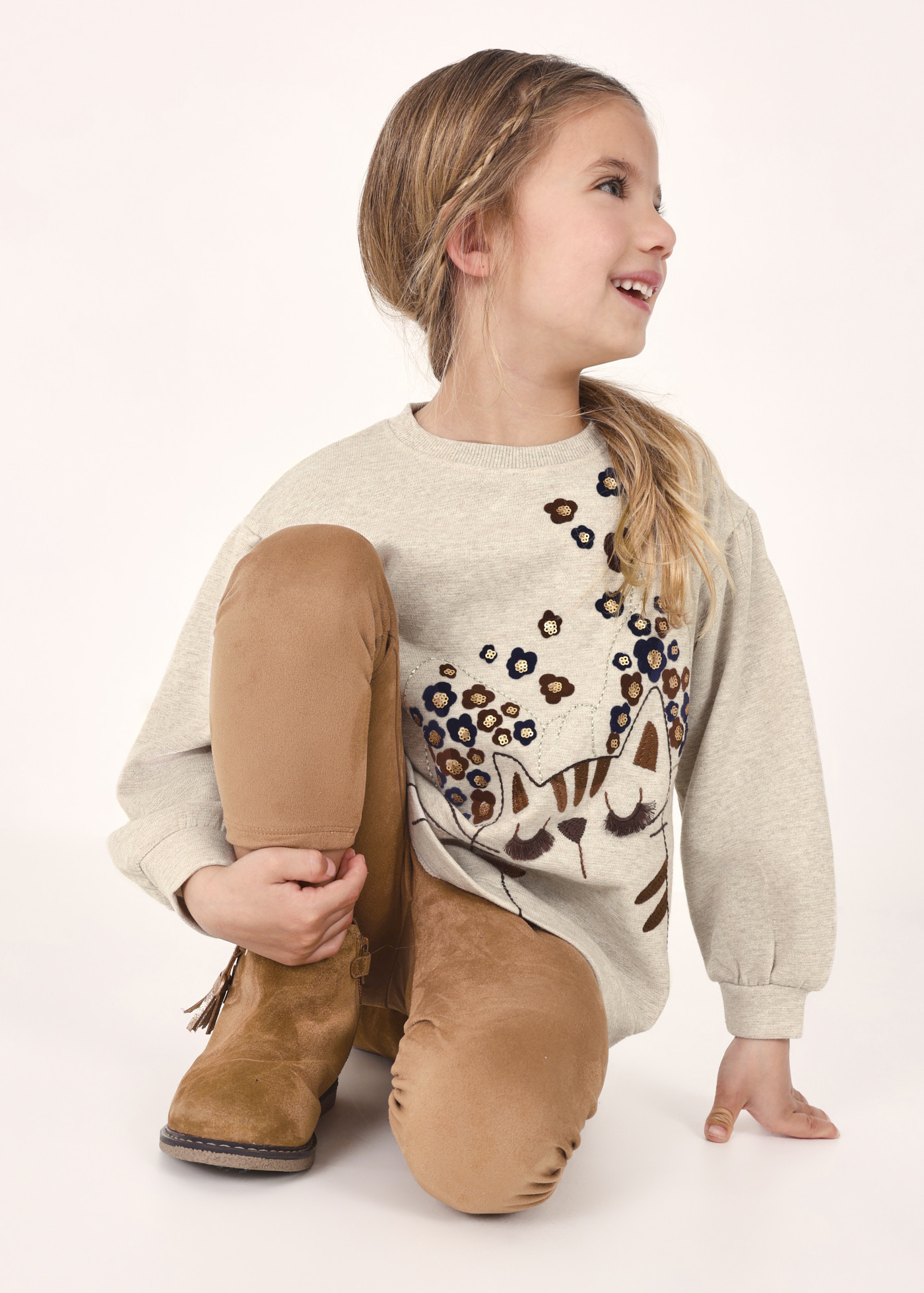 Conjunto de duas peças de leggings de camurça para meninas