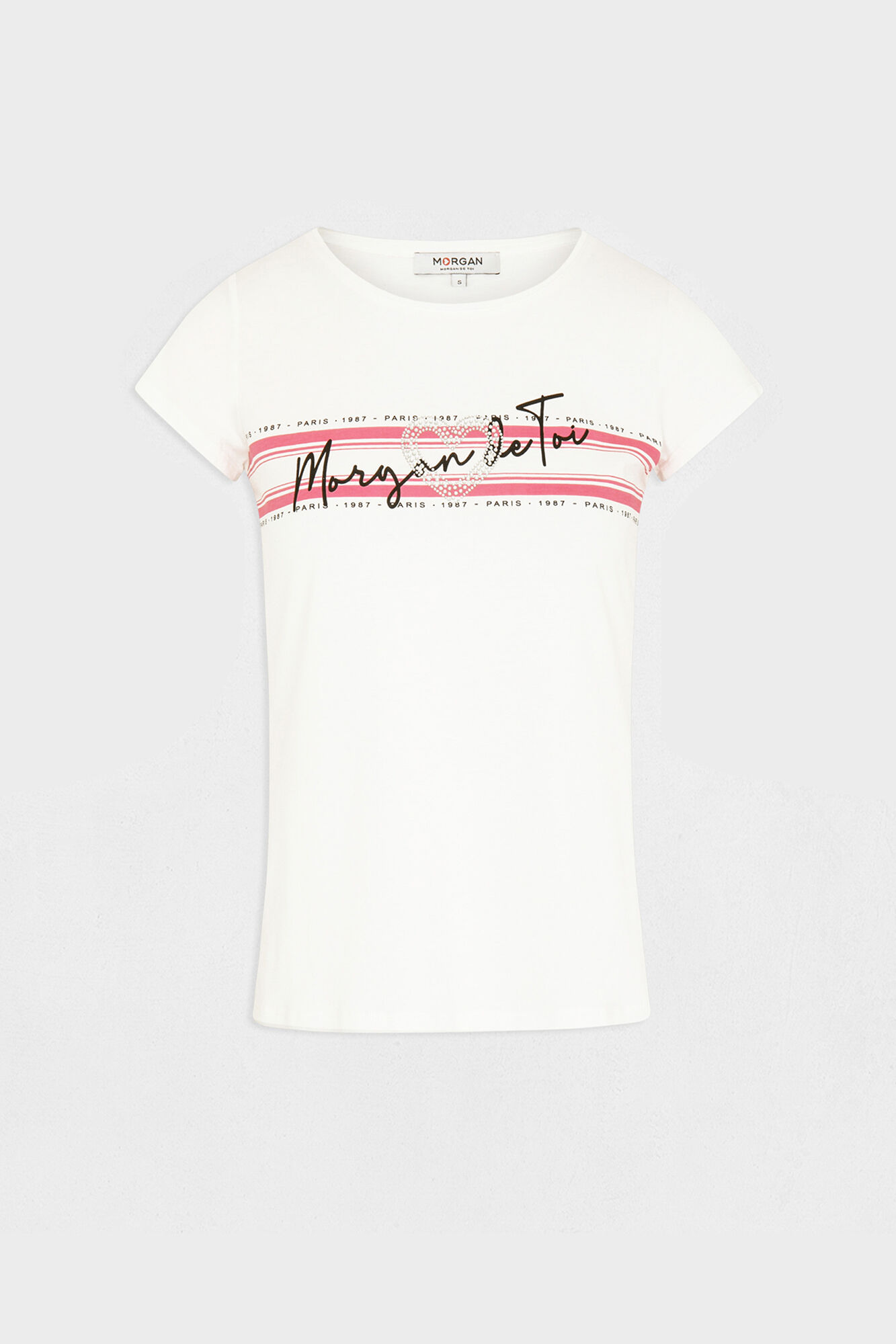 Camiseta de manga curta com mensagem - Branca