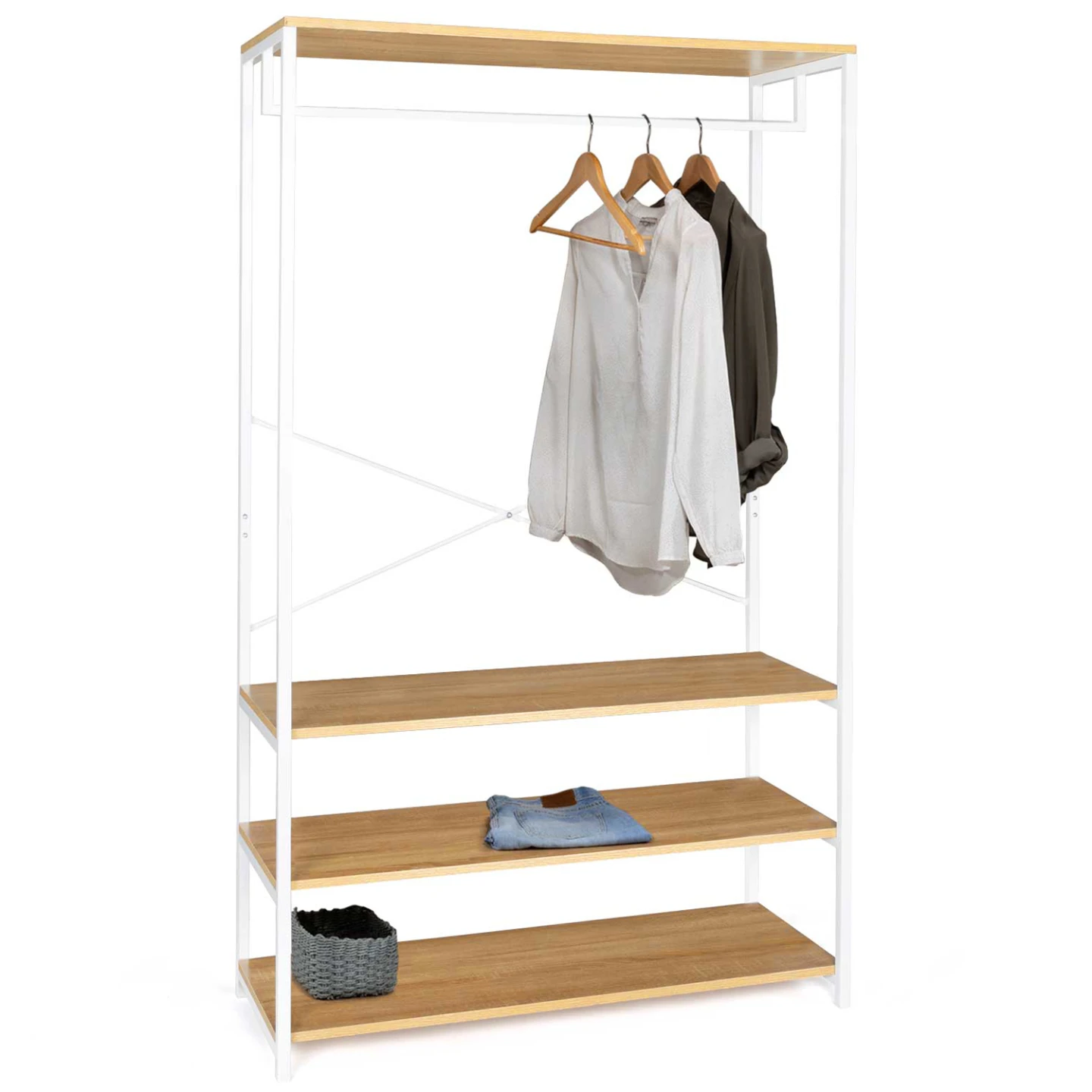 Dressing large L. 100 cm DETROIT design industriel bois et métal blanc