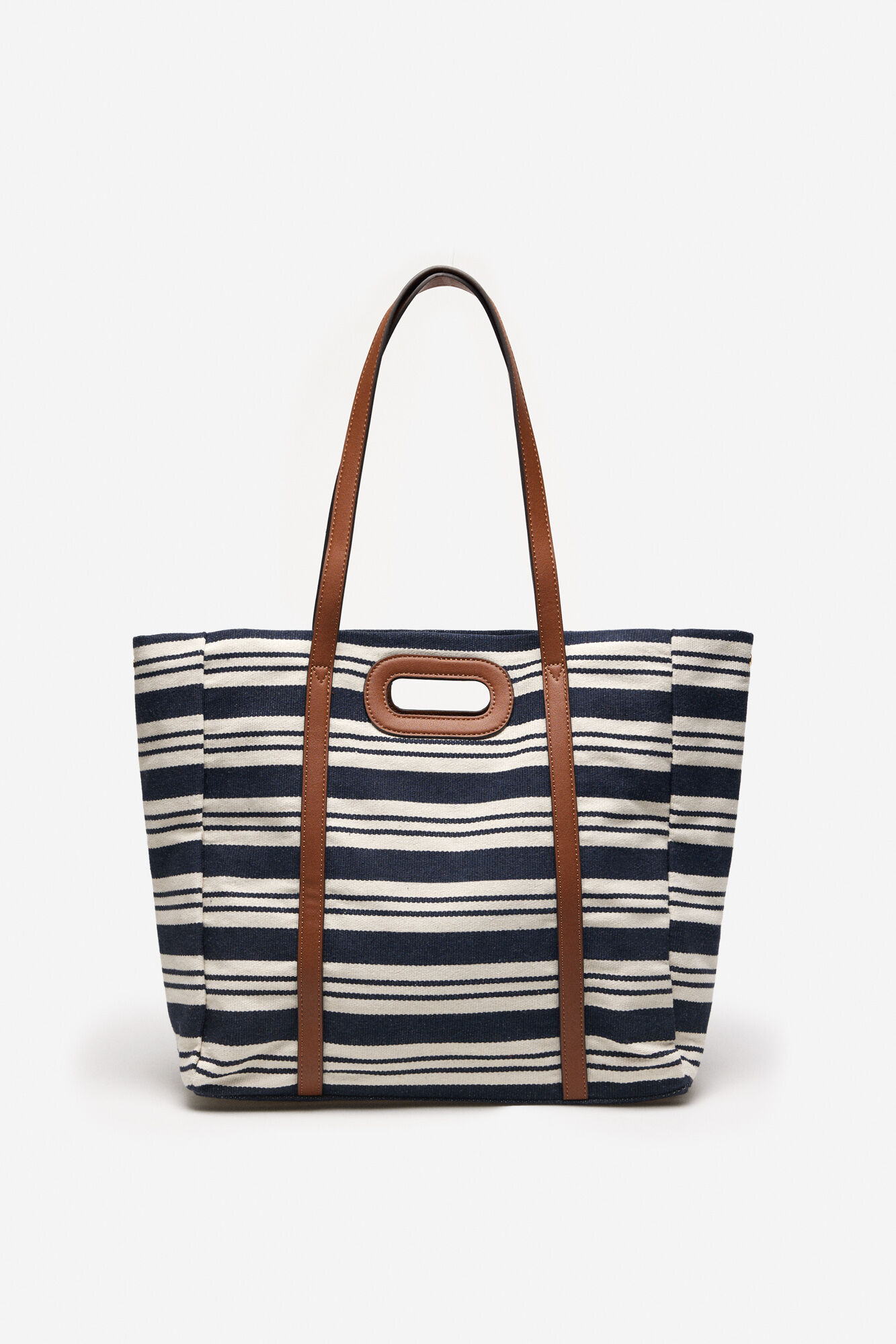 Bolsa shopper tejido rayas - Azul marino
