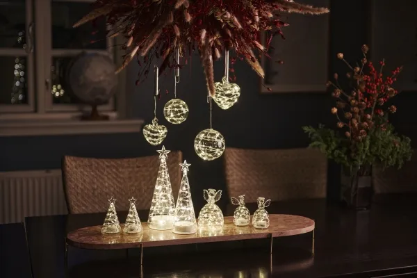 Sirius Home Sweet Christmas Heart, Dekorativ lysfigur, Transparent, Glas, 5 pære(r ), LED, Batteri