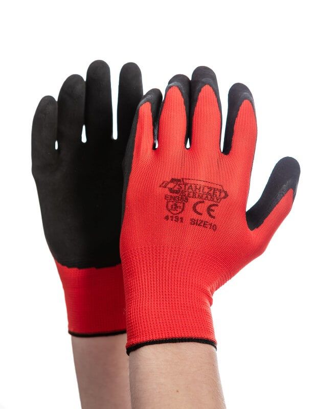 Werkhandschoenen - maat 10 - 250mm - set 12 paar - Rood