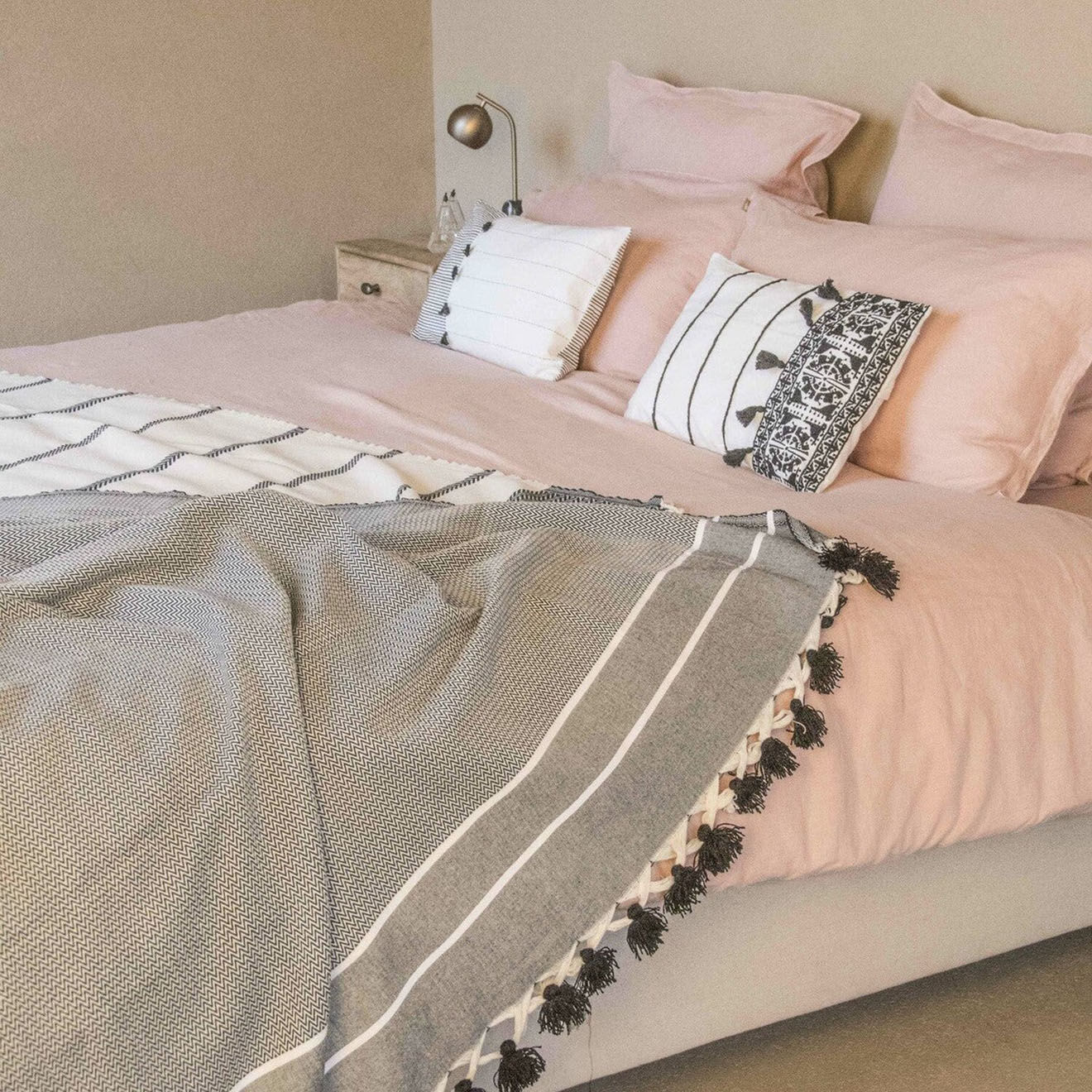 Febronie Housse de couette en Lin Lavé Hortense rose