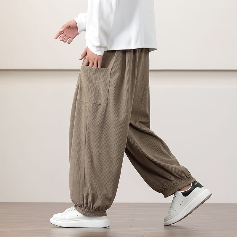 YIKES - Effen corduroy harembroek met trekkoord in de taille