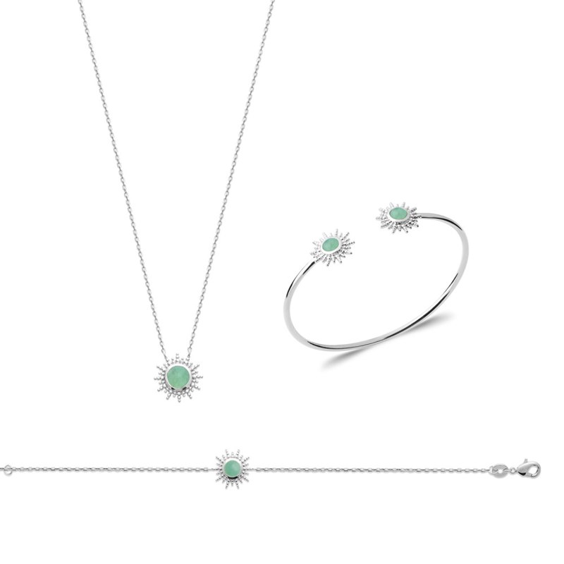 Bracelet Femme - Argent 925 - Aventurine - Longueur : 18 cm
