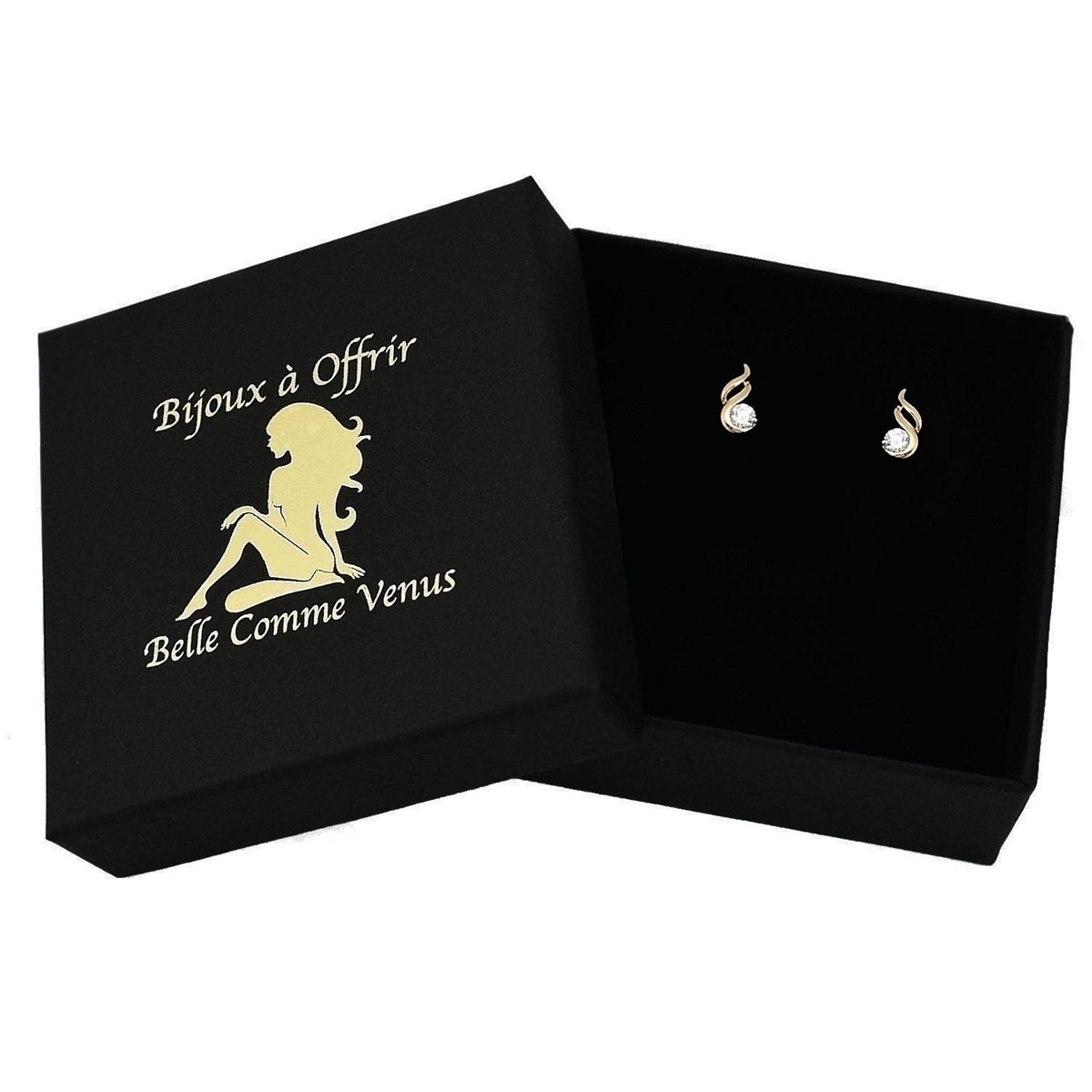 Boucles d'oreilles torsade oxyde de zirconium Plaqué OR 750 3 microns