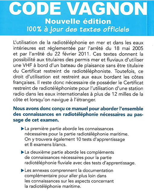 VAGNON - CERTIFICAT RESTREINT DE RADIOTELEPHONISTE