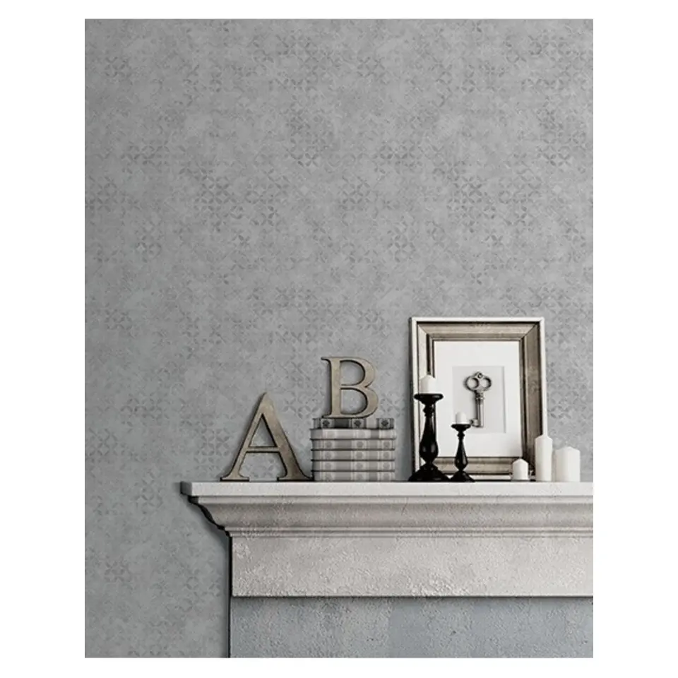 Dutch Wallcoverings - Hexagone dessin zilver/grijs - 0,53x10,05m