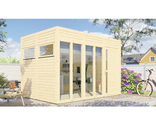 Bertilo Cubo 3 Kantoor tuinhuis inclusief vloer, 336 x 240 cm, natuurlijke afwerking