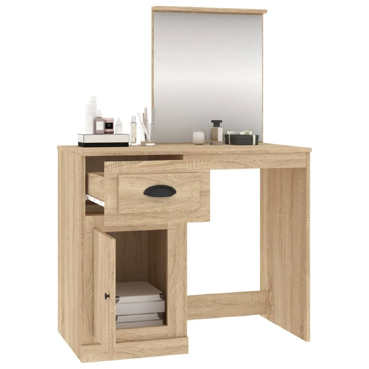 VidaXL Coiffeuse LED Chêne Sonoma