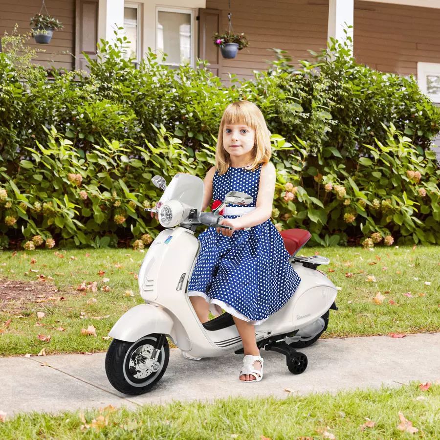 HOMCOM Elektrisches Kindermotorrad als Vespa weiß