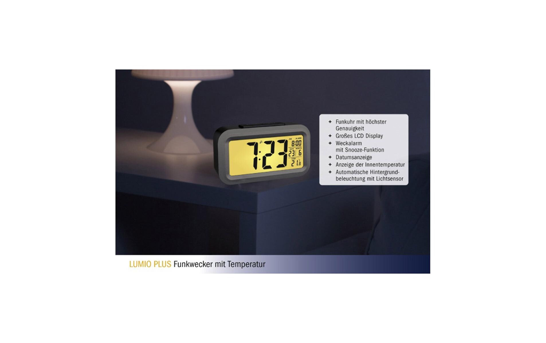Digitalwecker Lumio Plus SilberDigitaler Funk-Wecker mit Temperatur