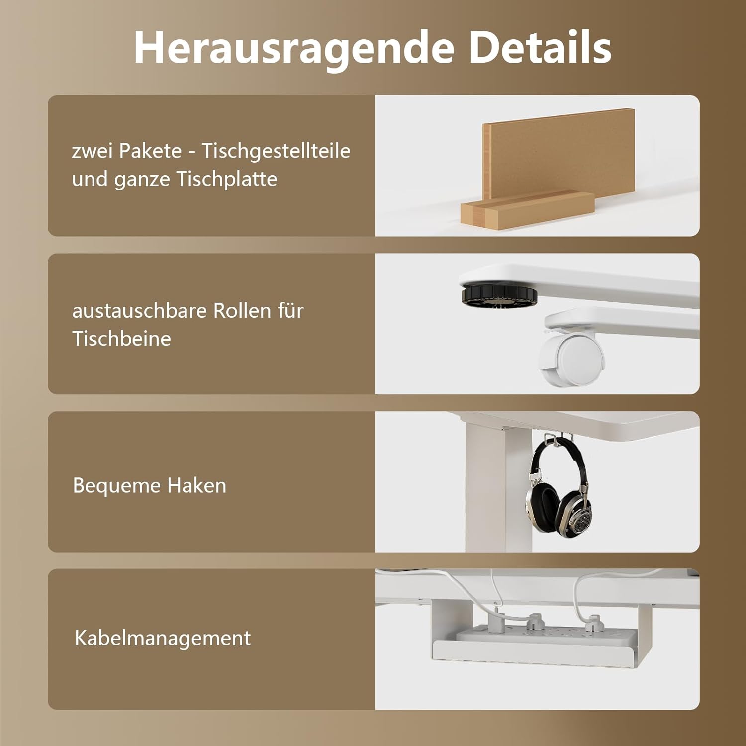Höhenverstellbarer Schreibtisch, 180x80cm, Elektrisch Stehschreibtisch mit Dualmotor, Touchscreen,USB-A & Kabelmanagement,25mm Einteilige Tischplatte,ergonomischer Bürotisch, Weiß