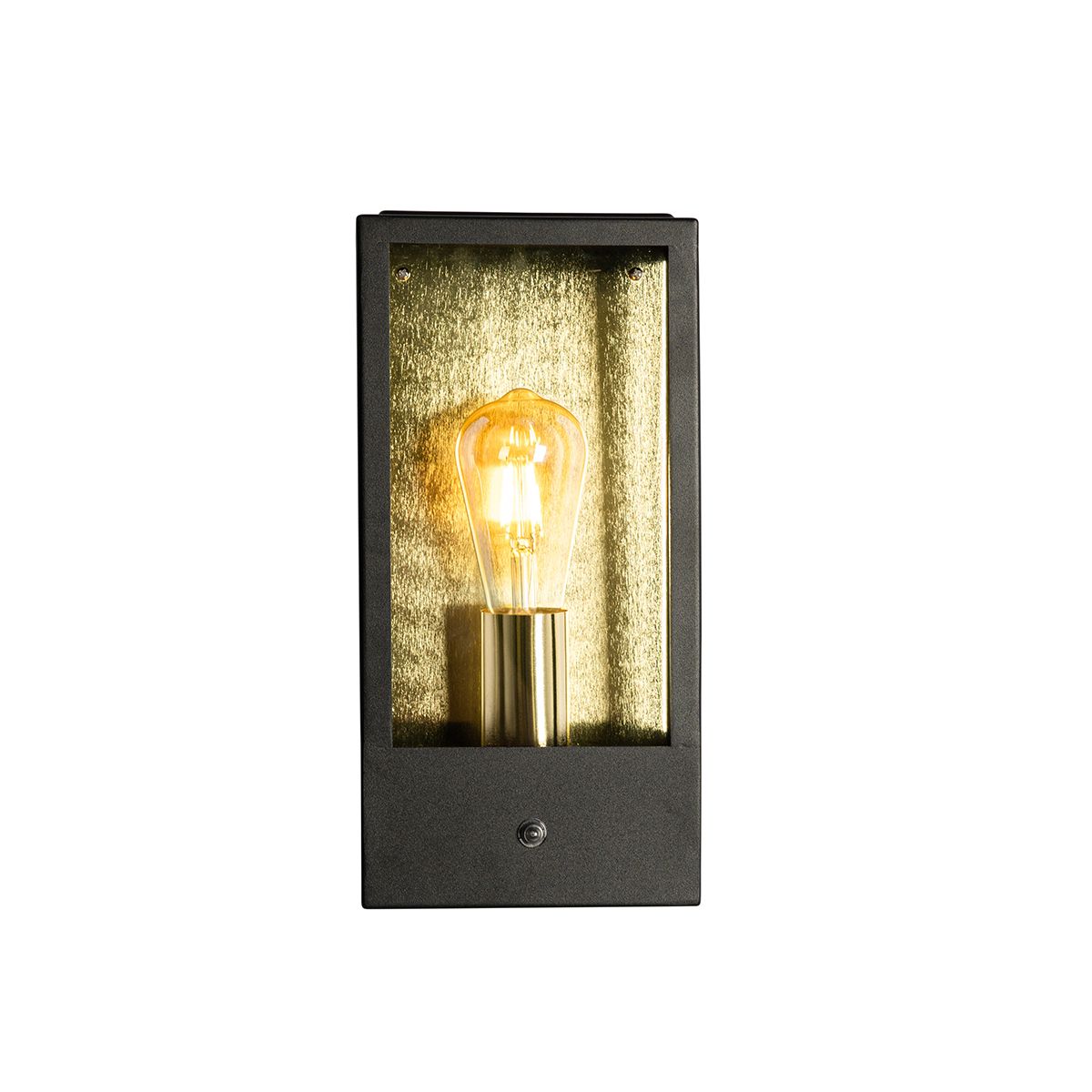 Buiten wandlamp zwart met goud schemersensor - Rotterdam