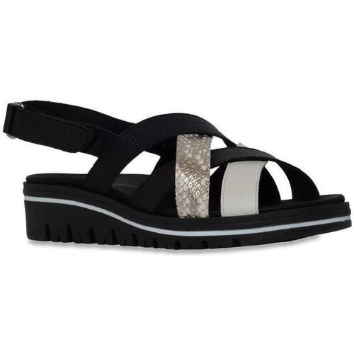 Piesanto - SANDALIA MUJER CUÑA DE PIEL Y ANTE VELCRO Blanco