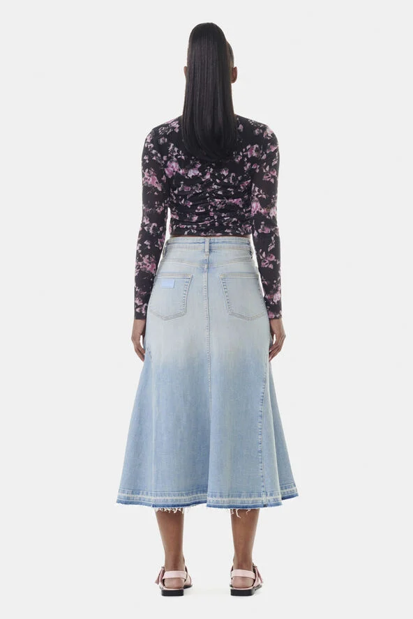 Ganni Tint Denim Midi Skirt Tint wash