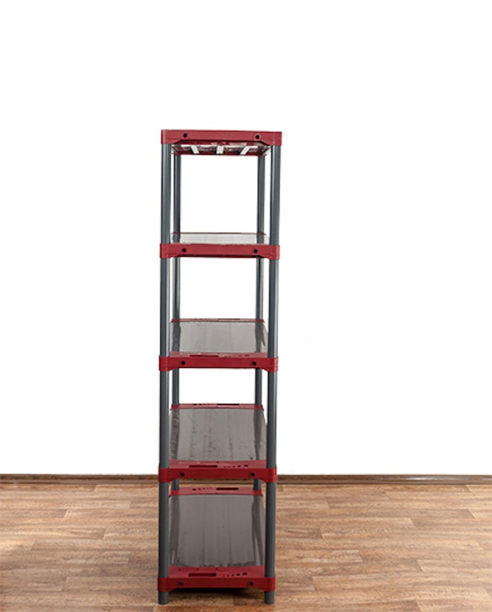 PROREGAL Plastic Plank Big Grey Bear Hoog HxBxD 180 x 110 x 46 cm Plank Draagvermogen 160 kg Grijs/Rood