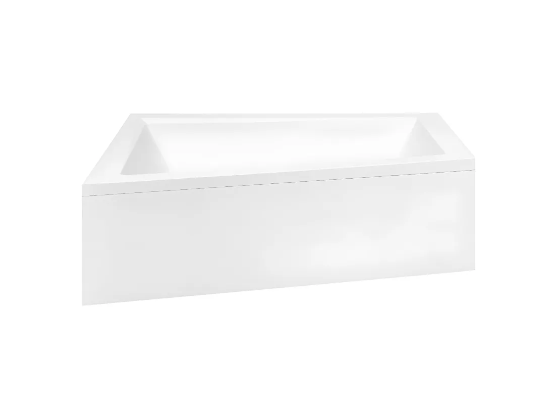 Baignoire asymétrique + tablier blanc + repose tête - INTIMA - 160 x 90 cm - Gauche